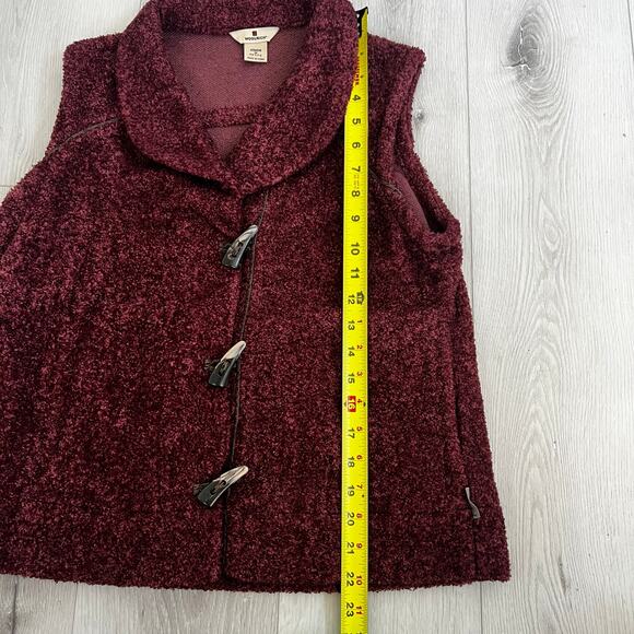 Vintage Woolrich Rust Fleece Vest Size Women's M/P Wooden Toggle Button - Picture 3 of 7